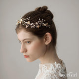 Crystal Gold Leaf Wedding Headband ACC1120-SheerGirl