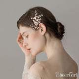 Crystal and Pearl Sprig Gold Bridal Comb with Petals ACC1132-SheerGirl