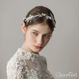 Crystal and Pearl Sprig Silver Headband with Combs ACC1139-SheerGirl