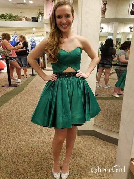 Dark Green Mini Homecoming Dresses Sweetheart Beaded Homecoming Dress –  SheerGirl