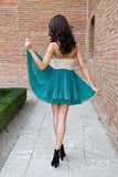 Dark Green Short Prom Dresses Pleated Cheap Cute Mini Homecoming Dresses ARD1130-SheerGirl