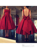 Dark Red Mid Length Prom Dresses Backless Ball Gown Prom Dress with Pocket ARD1501-SheerGirl