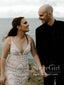 Deep V Neck Mermaid Wedding Gown With Spaghetti Straps Lace Wedding Dress AWD1809