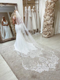 Deep V Neck Scoop Sleeves Backless Mermaid Wedding Dress with Shaped Train AWD1767-SheerGirl