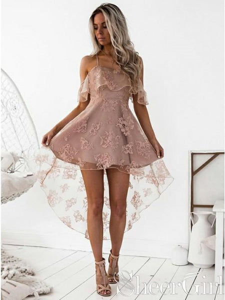 Pink off the shoulder best sale homecoming dress