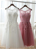 Dusty Rose Homecoming Dresses Lace Applique Beaded White Homecoming Dresses ARD1206-SheerGirl