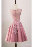 Dusty Rose Homecoming Dresses See Through Back Lace Applique Hoco Dress ARD1310-SheerGirl