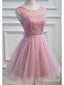 Dusty Rose Vestidos de Fiesta Cortos de Organza Vestidos de Fiesta Azul Polvoriento ARD1207 