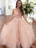 Elegant Pink Ball Gown Prom Dresses With Lace Appliques ARD2192-SheerGirl