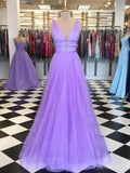 Elegant V-neck Long Prom Dresses Tulle Formal Prom Dresses ARD2316-SheerGirl