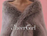 Faux Fur Grey Bridal Wraps Winter Wedding Wrap WJ0012-SheerGirl