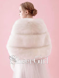 Faux Fur Ivory Wedding Wraps Bridal Winter Shawls WJ0010-SheerGirl