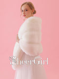 Faux Fur Ivory Wedding Wraps Bridal Winter Shawls WJ0010-SheerGirl