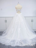 Floral Applique Beach Wedding Dresses Backless Boho Wedding Gown AWD1568-SheerGirl