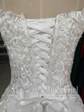 Floral Lace Princess A-line Wedding Dress with Sleeves Ball Gown Bridal Dress AWD1788-SheerGirl