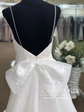 Floral Lace Sheath Wedding Gown with Detachable Bow Tie Train Wedding Dress AWD1725-SheerGirl