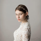 Gold Bridal Headband with Tiny Flowers ACC1093-SheerGirl