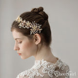 Gold Crystal and Pearl Headpiece Headband ACC1119-SheerGirl