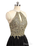 Gold Lace Purple Homecoming Dresses A Line Backless Black Short Prom Dresses APD2648-SheerGirl