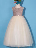 Gold Sequin Shiny Flower Girl Dresses with Bowknot ARD1278-SheerGirl