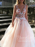 Gorgeous V-neck Long Prom Dress Backless Lace Formal Dresses ARD2395-SheerGirl