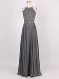 Grey Beaded Long Prom Dresses Floor Length Formal Dresses ARD2309-SheerGirl