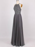 Grey Beaded Long Prom Dresses Floor Length Formal Dresses ARD2309-SheerGirl