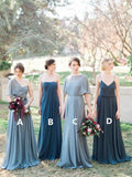 Grey Mismatched Bridesmaid Dresses Strapless Navy Long Bridesmaid Dress ARD1307-SheerGirl