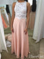 Halter Neck Ivory Top Beadings Blush Crepe Chiffon Prom Dresses ARD2508