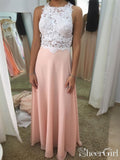 Halter Neck Ivory Top Beadings Blush Crepe Chiffon Prom Dresses ARD2508-SheerGirl