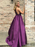 Halter Purple Long Prom Dresses Beaded Elegant Junior Prom Dress 2019 ARD2059-SheerGirl