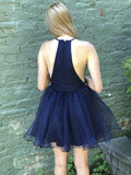 Halter Simple Mini Short Homecoming Dresses HW1001-SheerGirl