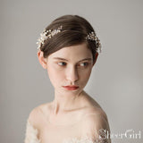 Hand-Wired Gold Bridal Headband with Crystals and Pearls ACC1093-SheerGirl