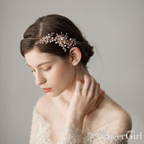 Hand-Wired Gold Bridal Headband with Crystals and Pearls ACC1093-SheerGirl