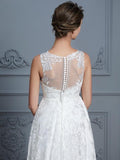 High Low Lace Wedding Dresses See Through Floral Ivory Beach Wedding Dresses AWD1080-SheerGirl