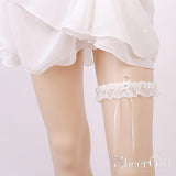 High Stretch Ivory Bridal Garter Wedding Garters with Bow ACC1020-SheerGirl