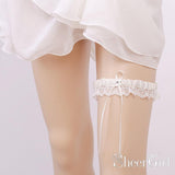 High Stretch Ivory Bridal Garter Wedding Garters with Bow ACC1020-SheerGirl