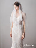 Hip Length Ivory Tulle Wedding Veils with Pearl Drop Veil ACC1052-SheerGirl