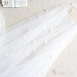 Hip Length Ivory Tulle Wedding Veils with Pearl Drop Veil ACC1052-SheerGirl