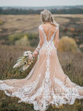 Illusion Neckline Tulle Bridal Dress Mermaid Lace Wedding Dress with Long Sleeves AWD1812-SheerGirl