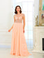 Illustion Neckline with Short Sleeves Chiffon Long Beadings Prom Dress ARD2565