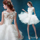 Ivory A Line Organza Cute Homecoming Dresses Appliqued Short Hoco Dress ARD1551-SheerGirl