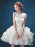 Ivory A Line Organza Cute Homecoming Dresses Appliqued Short Hoco Dress ARD1551-SheerGirl