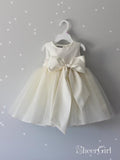 Ivory Baby Flower Girl Dresses with Bow Cute Cheap Dress for Kids ARD1295-SheerGirl