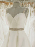 Ivory Ball Gown Wedding Dresses Spaghetti Strap Beaded Cheap Bridal Dress AWD1179-SheerGirl