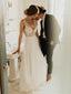 Ivory Beach Wedding Dresses See Through Pearl Beaded Rustic Wedding Dress AWD1178