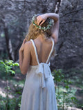 Ivory Bohemian Lace Wedding Dresses V Neck Backless Country Wedding Dress AWD1199-SheerGirl