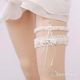 Ivory Bridal Garters Lace Wedding Garter Set with Bow ACC1028-SheerGirl