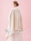 Ivory Bridal Stole Wedding Wraps Wool Short Winter Cape WJ0014-SheerGirl