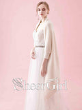 Ivory Bridal Stole Wedding Wraps Wool Short Winter Cape WJ0014-SheerGirl